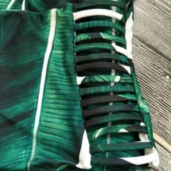 Palm Tree Tropical Green Swimsuit Bikini 1 Pc - Picture 6 of 6